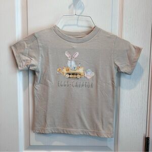 “Eggs-Cavator” Kids Bella Canvas Short Sleeve Crew Neck T-Shirt In Tan Size 3T